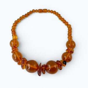 Vintage Baltic Amber Necklace Graduated Honey Cognac Beads Statement Choker Butt